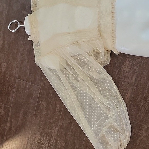 Windsor Natural beige sheer lace blouse size S vintage inspired - Picture 16 of 17